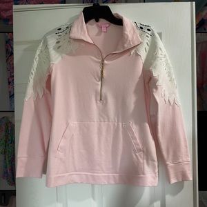 Lilly Pulitzer Popover Pink Lace Sleeve XS